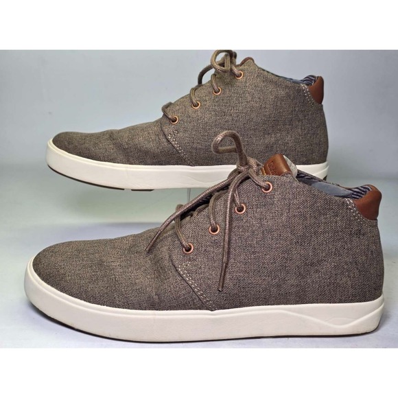 OluKai Nana Hele Wai\'apo Men\'s Chukka Boots Size 9.5 Gray Brown Canvas Mid Shoes